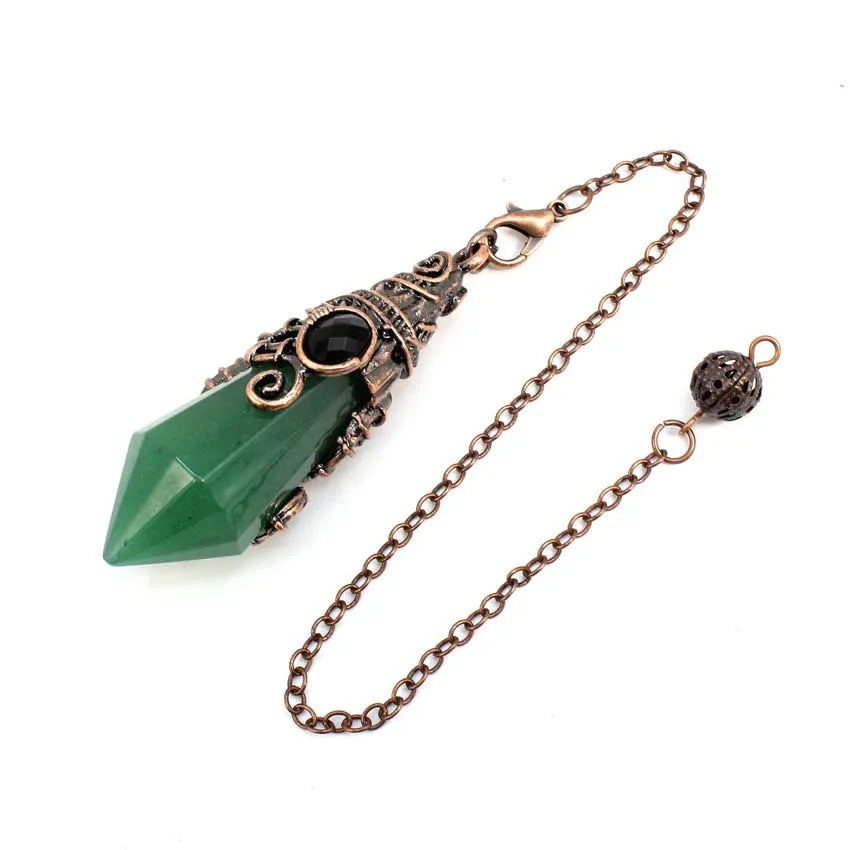 Pendentif pendule en cristal à 12 facettes, pour la Divination radiesthésie, pierre naturelle, améthyste, Quartz Rose, amulette, spirituel, bijoux