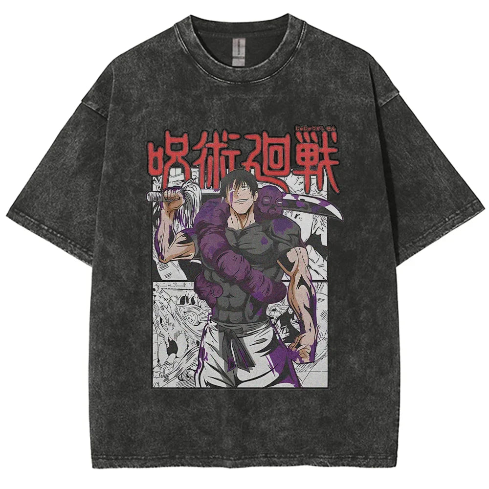 Anime Jujutsu Kaisen Gojo Satoru T-Shirts Washed Men Women Cotton Harajuku T-Shirts Ryomen Sukuna Retro Men's Women's Top Tees