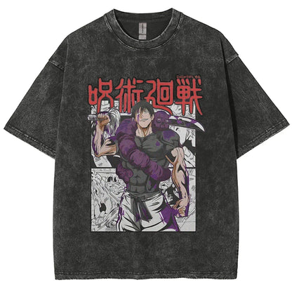 Anime Jujutsu Kaisen Gojo Satoru T-Shirts Washed Men Women Cotton Harajuku T-Shirts Ryomen Sukuna Retro Men's Women's Top Tees