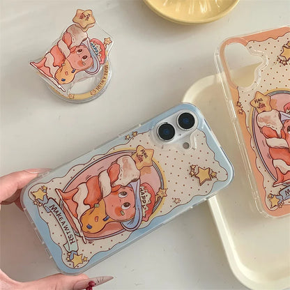 Coque de téléphone magnétique avec support Magsafe, coque en silicone antichoc, jolie bougie étoile, iPhone 16 Pro, 15, 14, 13 Pro Max