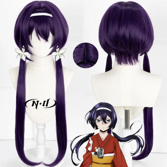ND-Perruques de cheveux synthétiques de haute qualité, Izumi Kyouka Anime Bungo Stray Dogs Cosplay Costume, Perruque longue violette, Perruques de chaleur Degré