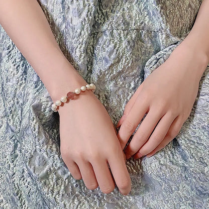 Bracelets baroques en perles d'eau douce et Quartz fraise pour femmes, bijoux de haute qualité, cadeaux de saint-valentin, ne se décolore pas, 100%