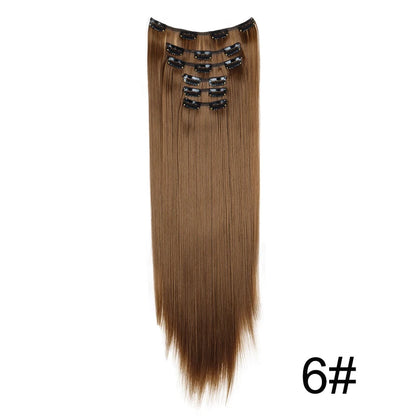 WIGSIN – Extension capillaire synthétique de 24 pouces, postiche longue et lisse en Fiber résistante à la chaleur, noire, brune, blonde, 6 pièces, pour femmes