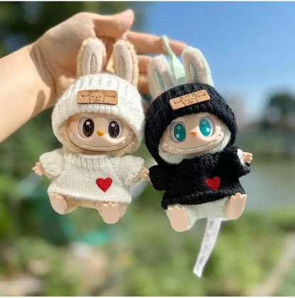 New Doll Clothes Pendant Set, LABUBU Bear Hat Love Sweater Set, DIY Doll Accessories, Funny and Cute Baby Clothes, Christmas Gifts