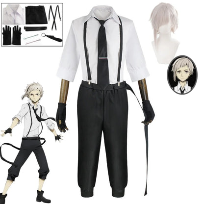 Anime Bungo Stray Dogs Cosplay Costume, Sweat-shirt, Chemise, Sangle, Pantalon, Uniforme, ixd'Halloween, Atsushi, Nakajima, Kostum