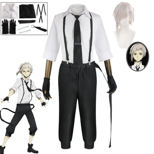 Anime Bungo Stray Dogs Cosplay Costume, Sweat-shirt, Chemise, Sangle, Pantalon, Uniforme, ixd'Halloween, Atsushi, Nakajima, Kostum