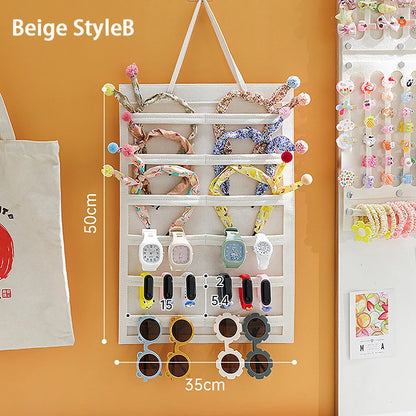 Organisateur de nœuds de cheveux, tenture murale, support de bandeau de grande capacité, cintre de rangement de pinces à cheveux, accessoire permettant de gagner de l'espace pour chambre de fille