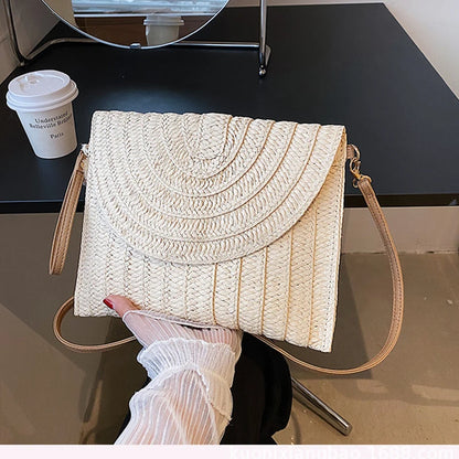 Sac à main tressé d'été pour femmes, enveloppe tissée à la main, sac à bandoulière de voyage, sac de plage, Shopping, porte-cartes de monnaie