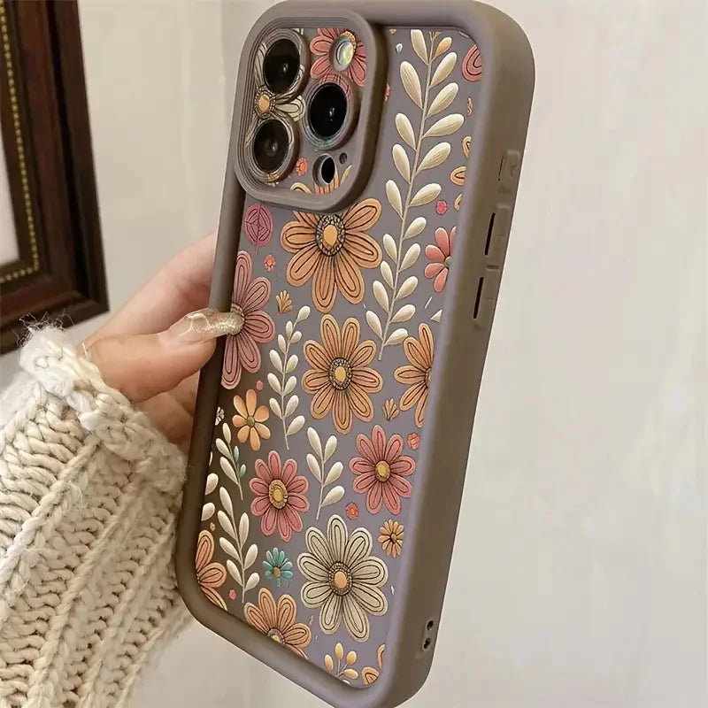 1 coque de téléphone à motif floral avec protection d'appareil photo, adaptée à l'iphone 11 Pro Max/12 Pro Max/13 Pro Max/14 Pro Max/15 Pr