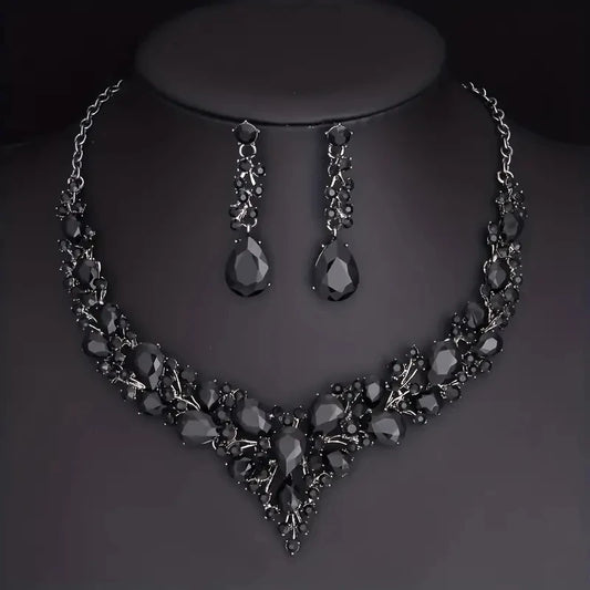 Ensemble de bijoux à la mode pour femmes, 3 pièces, luxueux, minimaliste, strass, boule de cristal, collier, boucle d'oreille, ensemble d'accessoires pour femmes