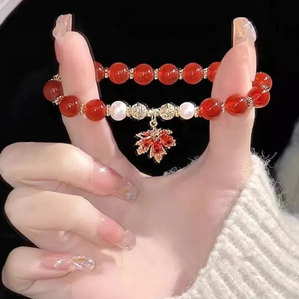 Bracelets de luxe légers en perles de cristal de verre violet pour femmes, pendentif Chic avec pompon papillon, bijoux de poignet pour fille douce
