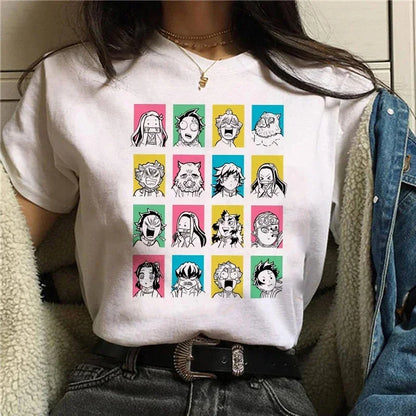 Démon Slayer T-shirt femmes Kimetsu No Yaiba Nezuko T-shirt femme Tanjirou Kamado graphique T-shirt japonais Anime Manga T-shirt