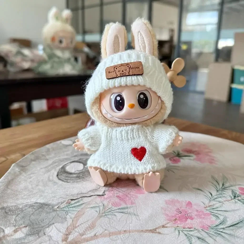 New Doll Clothes Pendant Set, LABUBU Bear Hat Love Sweater Set, DIY Doll Accessories, Funny and Cute Baby Clothes, Christmas Gifts