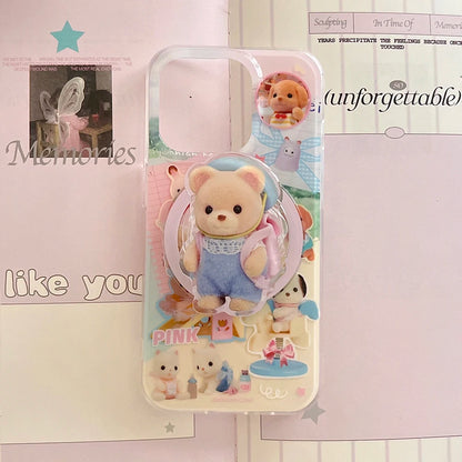 Sac à dos ours coque de téléphone pour iPhone 13 14 15 Pro Max IPhone 15 étui iphone 13 coque téléphone support magsafe fundas