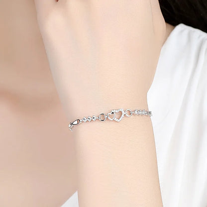 Nouveau 925 Bracelet en argent Sterling violet cristal Zircon coeur pour femme Bracelet à breloques bijoux cadeau