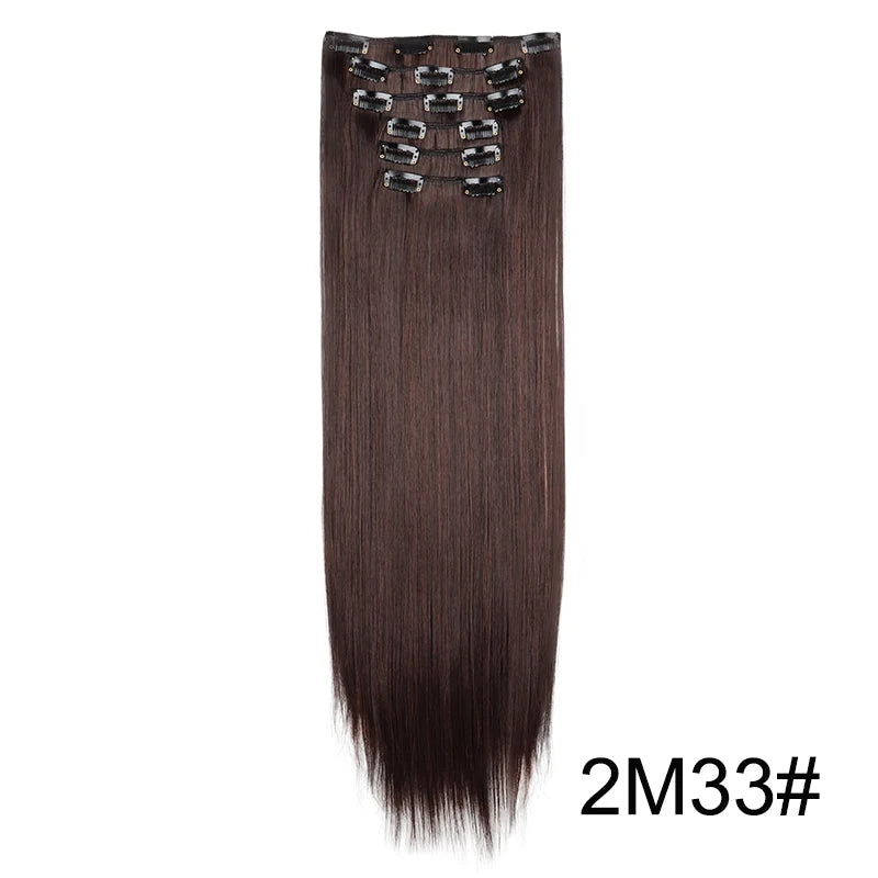 WIGSIN – Extension capillaire synthétique de 24 pouces, postiche longue et lisse en Fiber résistante à la chaleur, noire, brune, blonde, 6 pièces, pour femmes