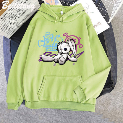 Arcane Jinx sweat à capuche singe poupée lapin Graffiti Grunge Style Kpop vêtements noir Anime sweat Streetwear unisexe femmes vêtements - Bloopop