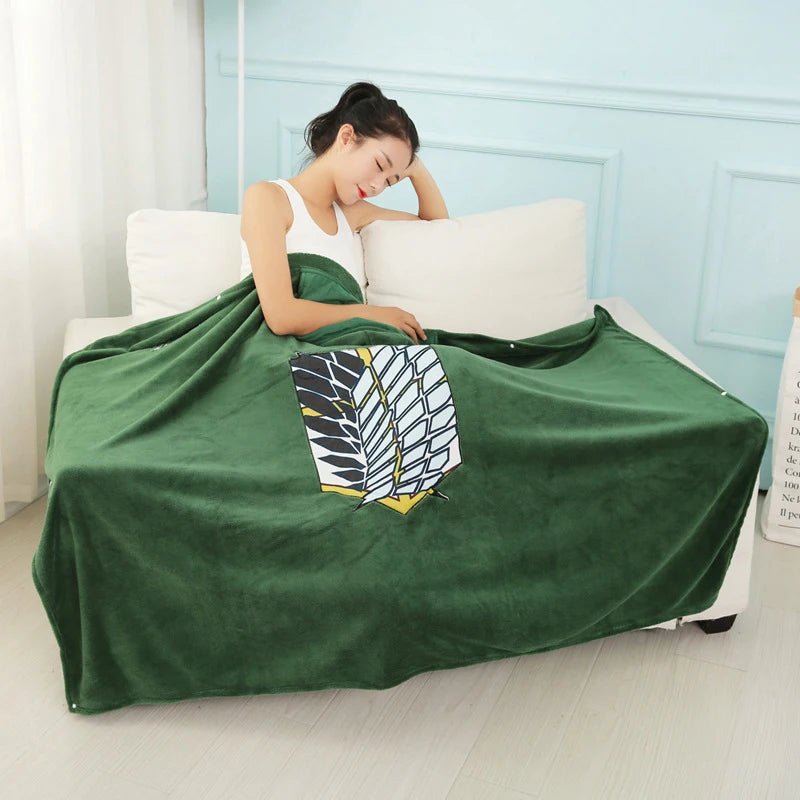 Attack on Titan Hoodie Cloak Anime Shingeki No Kyojin Pajamas Blanket Cloak Levi Cosplay Flannel Shawl Blanket Comfy Homewear - Bloopop