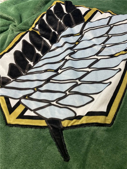 Attack on Titan Hoodie Cloak Anime Shingeki No Kyojin Pajamas Blanket Cloak Levi Cosplay Flannel Shawl Blanket Comfy Homewear - Bloopop