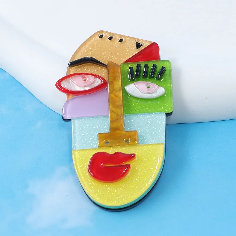 CINDY XIANG broches de dessin animé japonais broches de visage humain mignon dessin animé abstrait broche en acétate acrylique manteau bijoux pour cadeau d'amis - Bloopop