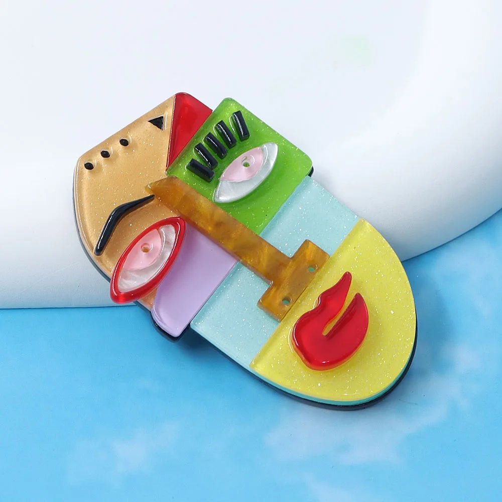 CINDY XIANG broches de dessin animé japonais broches de visage humain mignon dessin animé abstrait broche en acétate acrylique manteau bijoux pour cadeau d'amis - Bloopop