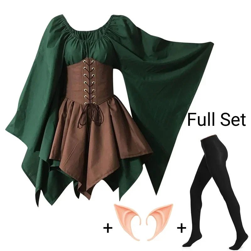 Costume médiéval pour femmes, robe médiévale de la Renaissance, fée elfe, Costume traditionnel Viking irlandais, oreille d'elfe pour fête d'halloween - Bloopop