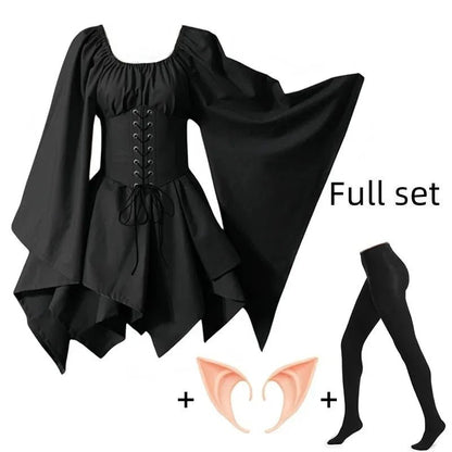 Costume médiéval pour femmes, robe médiévale de la Renaissance, fée elfe, Costume traditionnel Viking irlandais, oreille d'elfe pour fête d'halloween - Bloopop