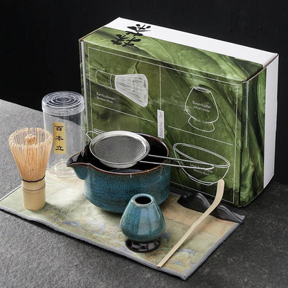 Ensemble Matcha japonais fait à la main, bol facile à nettoyer, fouet en bambou, cuillère à thé, outils de fabrication de thé, accessoires de cérémonie, 7 pièces, 4 pièces - Bloopop