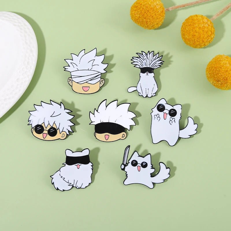 Jujutsu Kaisen – broche en émail, dessin animé, animaux, chat, chapeau en métal personnalisé, vêtements à revers, sac à dos, bijoux, cadeau pour Fans d'amis - Bloopop