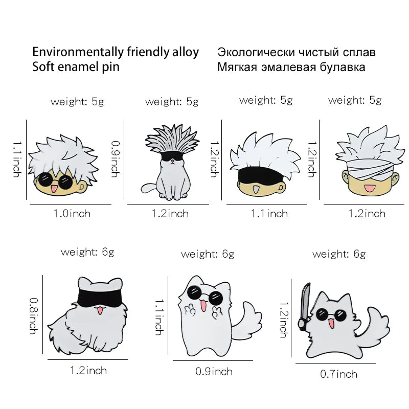 Jujutsu Kaisen – broche en émail, dessin animé, animaux, chat, chapeau en métal personnalisé, vêtements à revers, sac à dos, bijoux, cadeau pour Fans d'amis - Bloopop