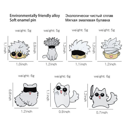 Jujutsu Kaisen – broche en émail, dessin animé, animaux, chat, chapeau en métal personnalisé, vêtements à revers, sac à dos, bijoux, cadeau pour Fans d'amis - Bloopop