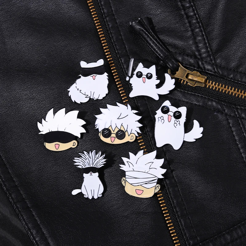 Jujutsu Kaisen – broche en émail, dessin animé, animaux, chat, chapeau en métal personnalisé, vêtements à revers, sac à dos, bijoux, cadeau pour Fans d'amis - Bloopop