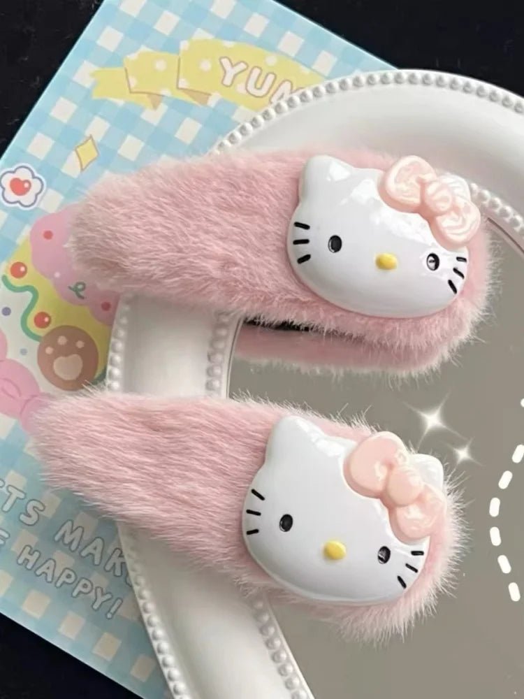 Mignon Sanrio rose épingle à cheveux dessin animé Hello Kitty filles Barrettes frange pince femmes filles cheveux accessoires pince coulissante bijoux cadeaux - Bloopop