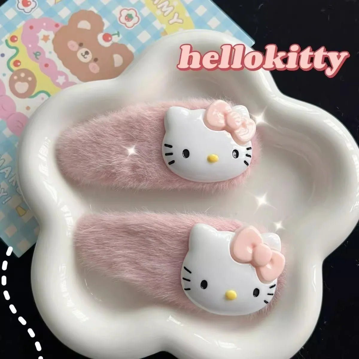 Mignon Sanrio rose épingle à cheveux dessin animé Hello Kitty filles Barrettes frange pince femmes filles cheveux accessoires pince coulissante bijoux cadeaux - Bloopop