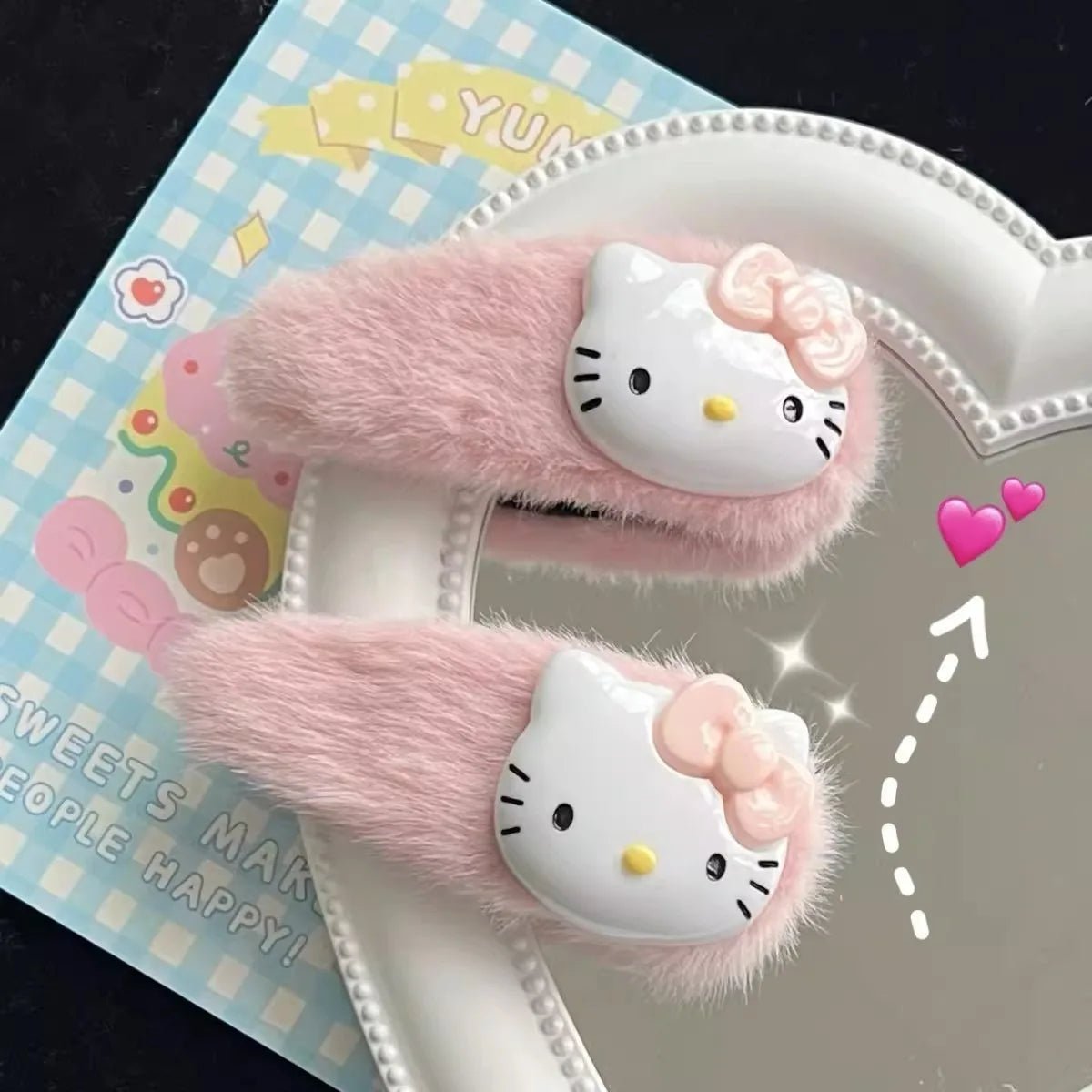 Mignon Sanrio rose épingle à cheveux dessin animé Hello Kitty filles Barrettes frange pince femmes filles cheveux accessoires pince coulissante bijoux cadeaux - Bloopop