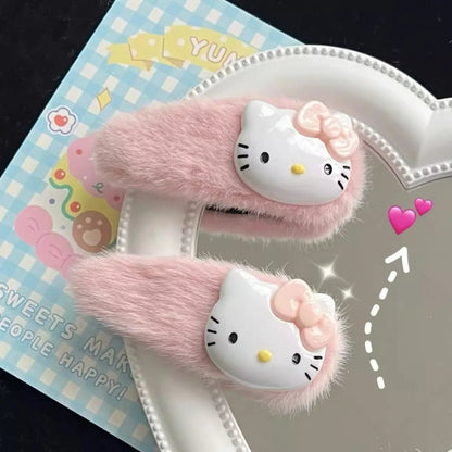 Mignon Sanrio rose épingle à cheveux dessin animé Hello Kitty filles Barrettes frange pince femmes filles cheveux accessoires pince coulissante bijoux cadeaux - Bloopop