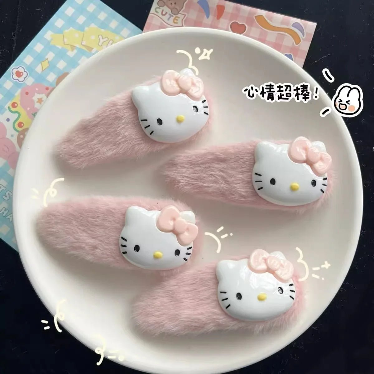 Mignon Sanrio rose épingle à cheveux dessin animé Hello Kitty filles Barrettes frange pince femmes filles cheveux accessoires pince coulissante bijoux cadeaux - Bloopop