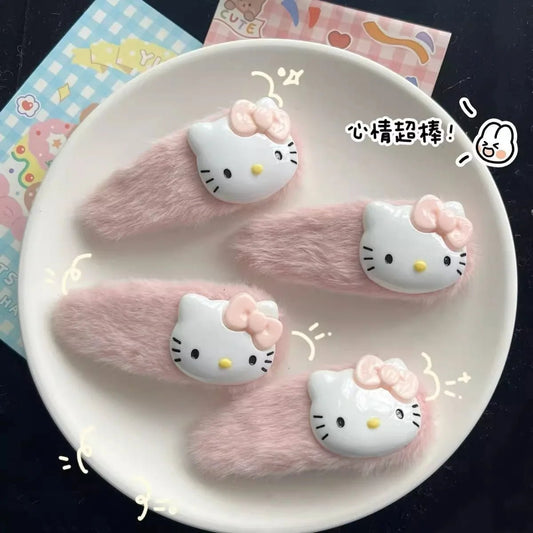 Mignon Sanrio rose épingle à cheveux dessin animé Hello Kitty filles Barrettes frange pince femmes filles cheveux accessoires pince coulissante bijoux cadeaux - Bloopop