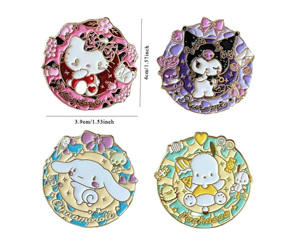 Sanrio broches Badges broche Hello Kitty Kuromi cannelle dessin animé épinglettes en métal pour étudiant sac à dos bijoux accessoires cadeau - Bloopop