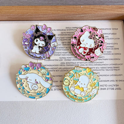 Sanrio broches Badges broche Hello Kitty Kuromi cannelle dessin animé épinglettes en métal pour étudiant sac à dos bijoux accessoires cadeau - Bloopop