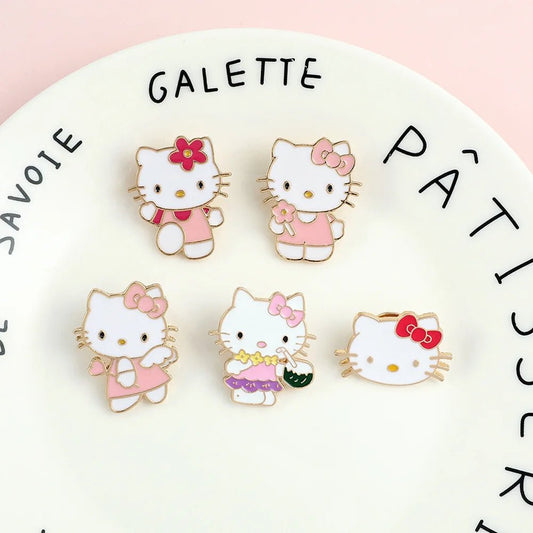Sanrio Hello Kitty mignon Kit chat épinglettes pour sacs à dos broches pour femmes émail broche cadeau mode bijoux accessoires - Bloopop
