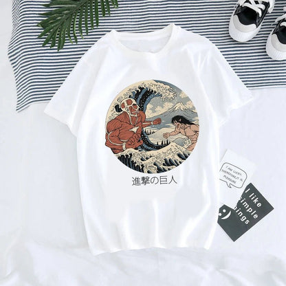 T-shirt Anime japonais hommes attaque sur Titan T-shirt unisexe Kawaii dessin animé Titan attaque graphique t-shirts mâle Harajuku hauts d'été - Bloopop