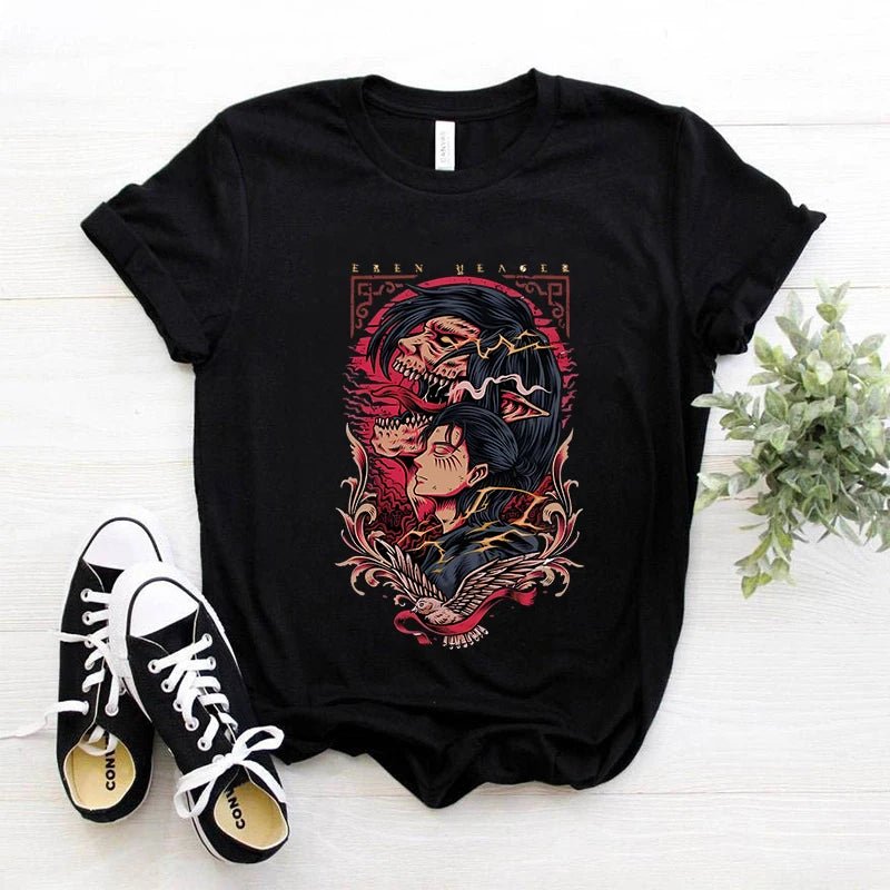 T-shirt Anime japonais hommes attaque sur Titan T-shirt unisexe Kawaii dessin animé Titan attaque graphique t-shirts mâle Harajuku hauts d'été - Bloopop