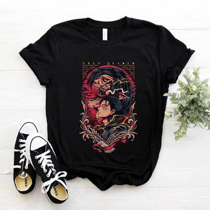 T-shirt Anime japonais hommes attaque sur Titan T-shirt unisexe Kawaii dessin animé Titan attaque graphique t-shirts mâle Harajuku hauts d'été - Bloopop