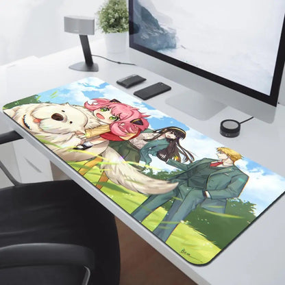 Tapis de souris de bureau antidérapant en caoutchouc naturel, grand bord de verrouillage, Anya Forger, Kawaii Anime, Spy X Family Mausepad, média, 900x400 - Bloopop