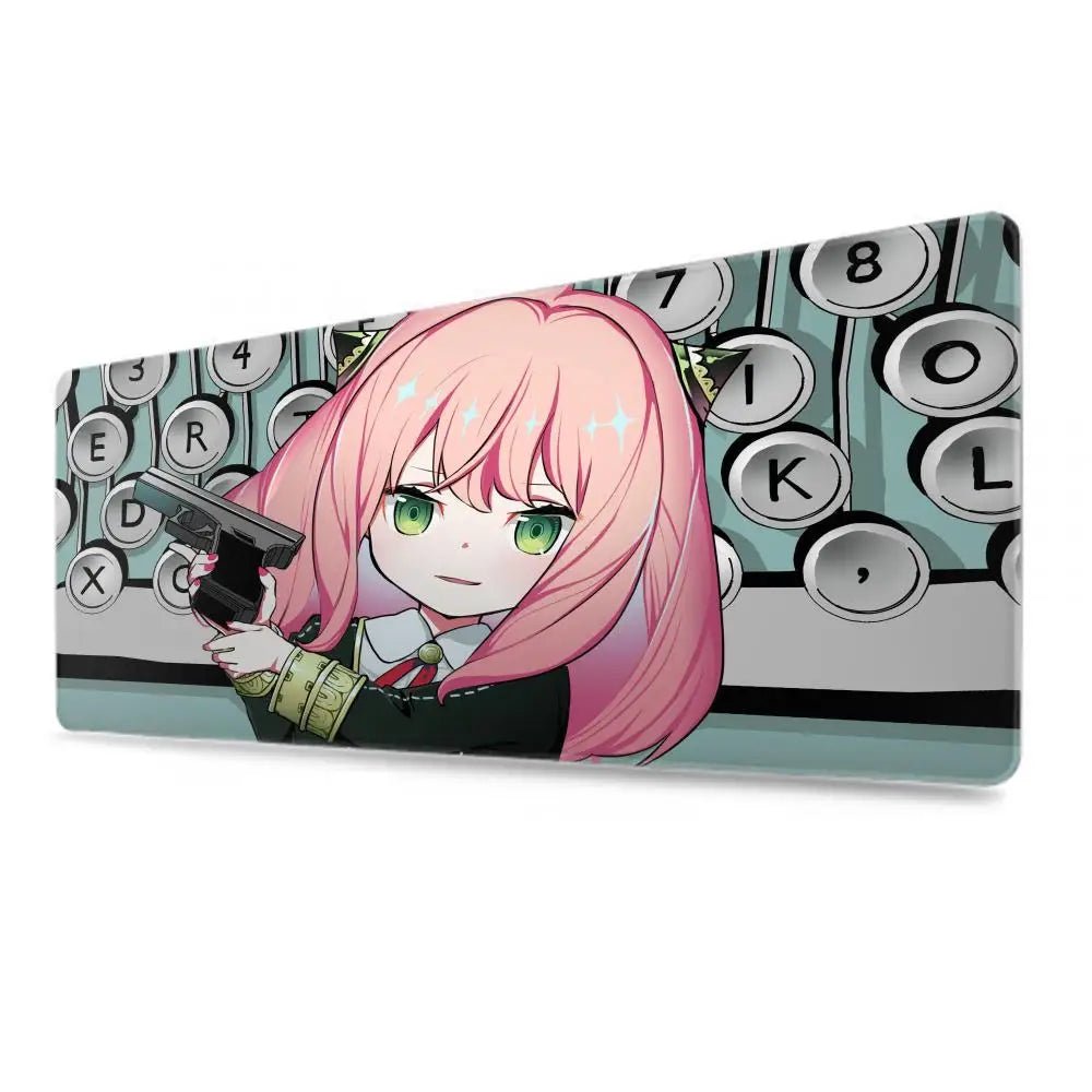 Tapis de souris de bureau antidérapant en caoutchouc naturel, grand bord de verrouillage, Anya Forger, Kawaii Anime, Spy X Family Mausepad, média, 900x400 - Bloopop