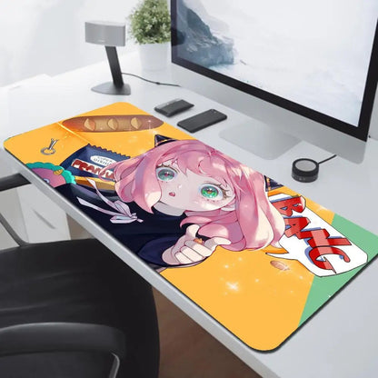 Tapis de souris de bureau antidérapant en caoutchouc naturel, grand bord de verrouillage, Anya Forger, Kawaii Anime, Spy X Family Mausepad, média, 900x400 - Bloopop