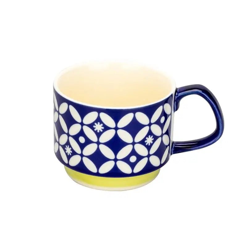 YWDL japonais fleur café tasse ensemble rétro céramique lait avoine tasse bureau eau poignée tasse cuisine fête Drinkware ensemble 300ml - Bloopop